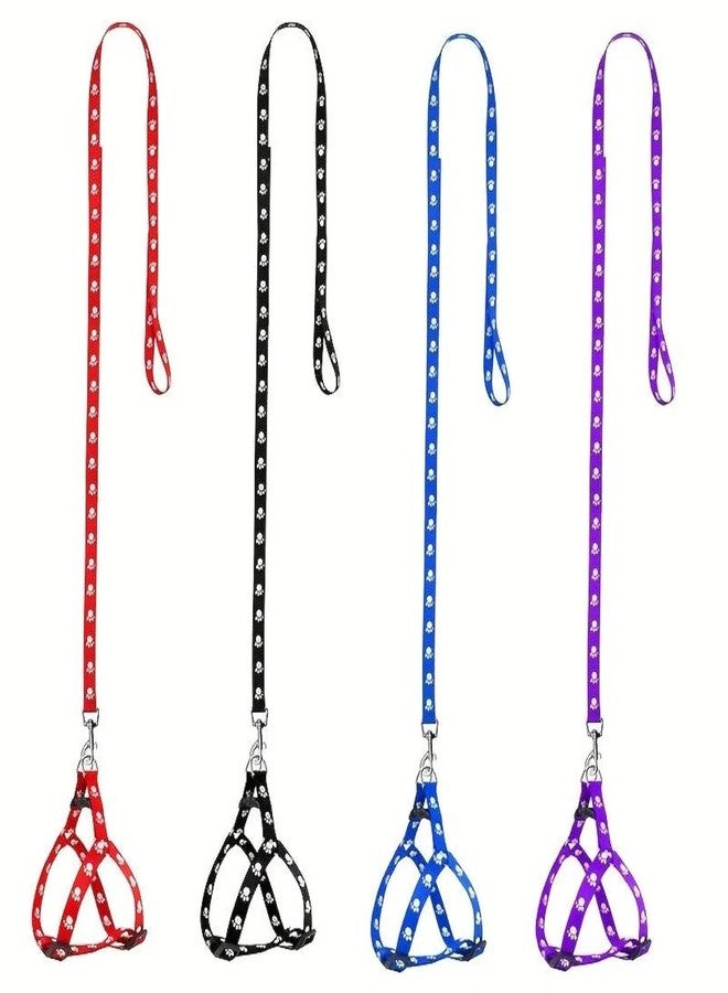 RoverPets Adjustable 15mm Nylon Puppy Harness and Leash Set with Paw Print Design for Small & Medium Dogs - Color May Vary - Includes 1 Harness + 1 Leash (A8) - Image 4